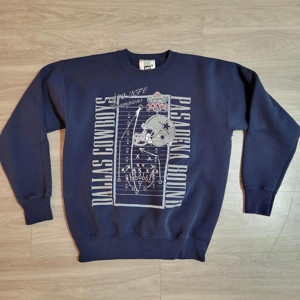 VTG Lee Dallas Cowboys 1992 NFC Champions Super Bowl XXVII Sweatshirt Navy Med